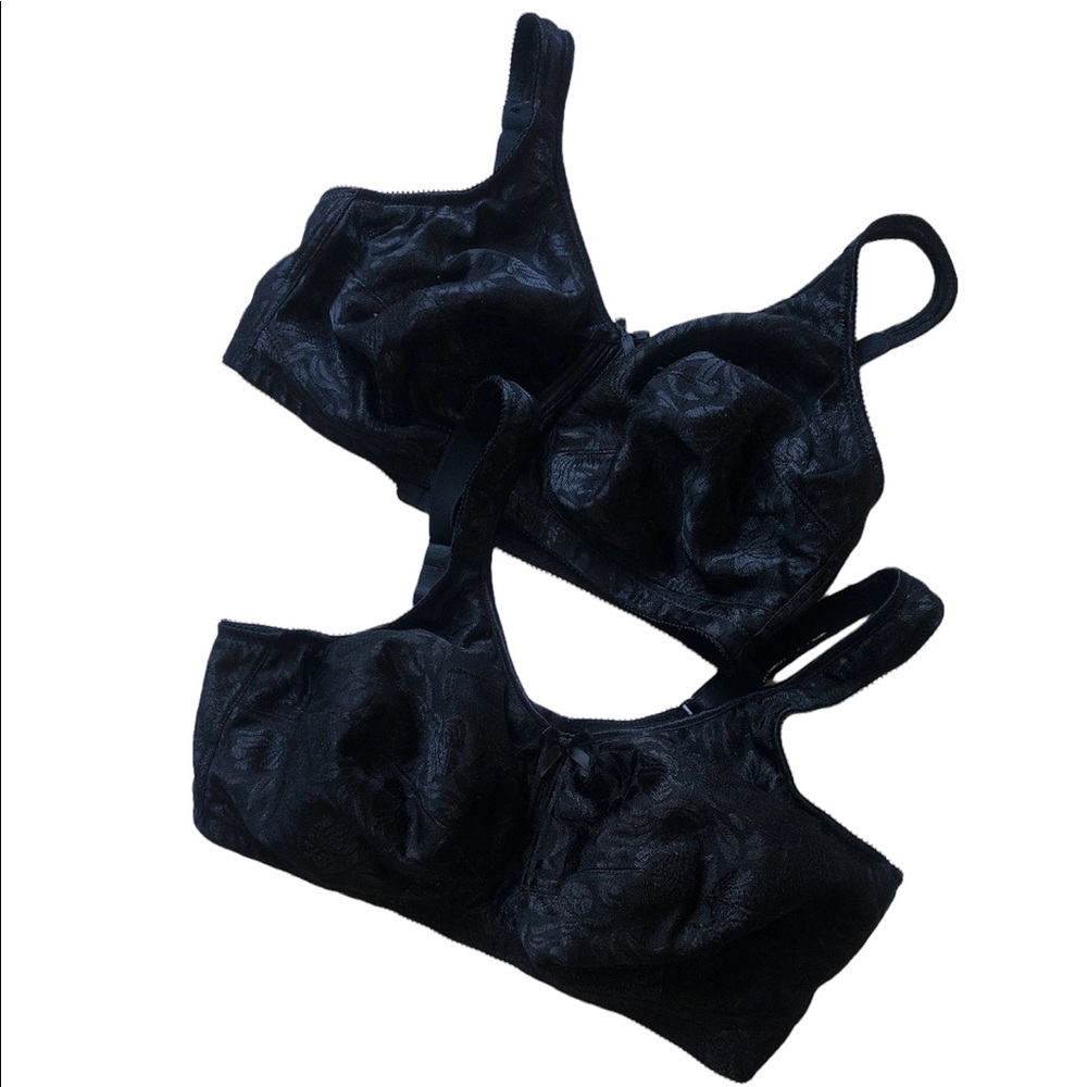 Amoena Wire-Free Bras (2) Black in Style Ella 2133 Size 38 DD